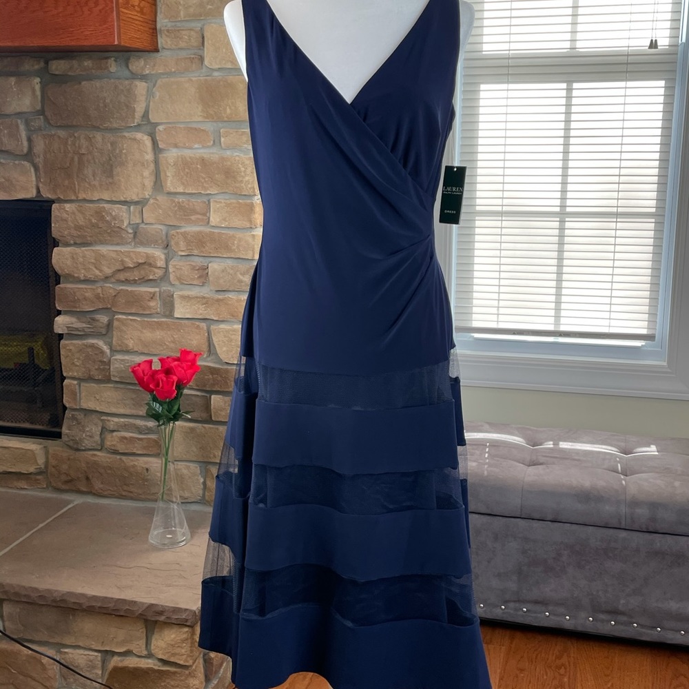 LAUREN-RALPH LAUREN~Tulle-Panel Cocktail Dress-NWT